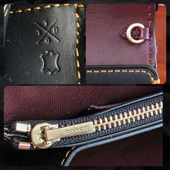 Coach 1941 58181 Tea Rose Clutch Black Leather Wristlet Bag - Picture 13 of 16